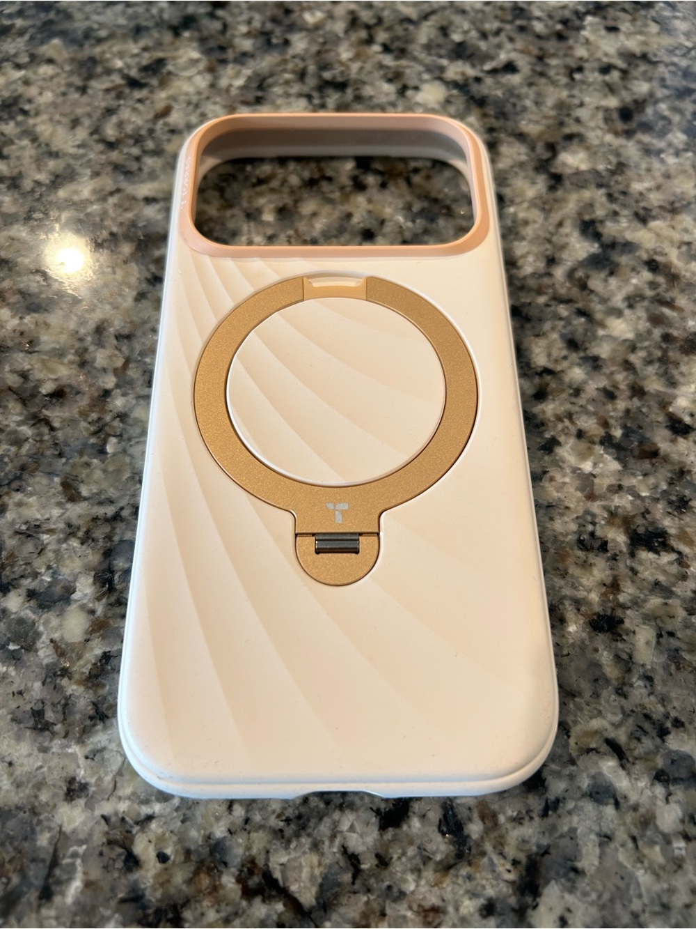 Beige and Gold iPhone 17 Pro Case with Built-In Ring Stand
